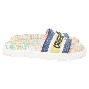 Dior D-Constellation Embroidered Dway 10mm Slides in Multicolor Canvas